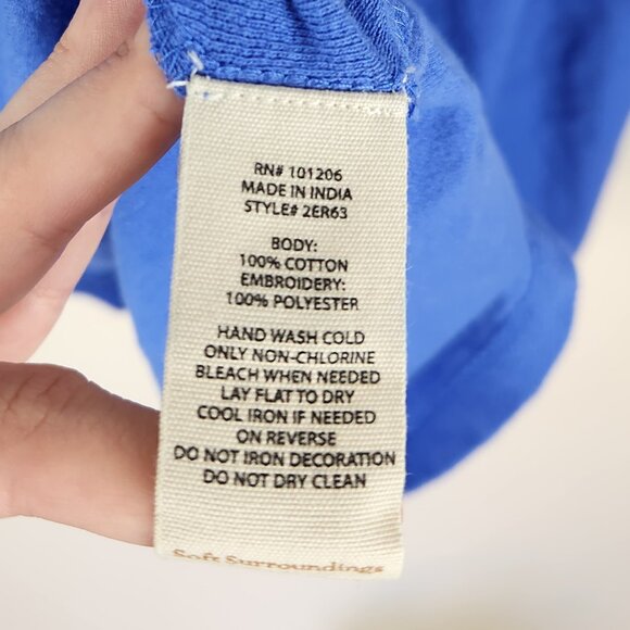 Soft Surroundings Cold Shoulder Embroidered 3/4 Sleeve Blouse Top sz S - Picture 8 of 8